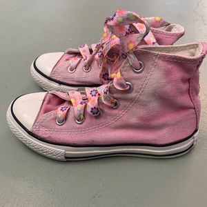 Girls Pink Converse High Tops